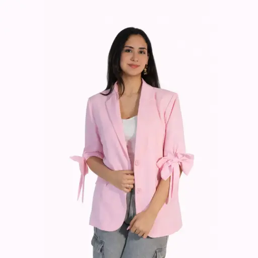 [25177-2638] Blazer with Buterflies sleeves Pink 