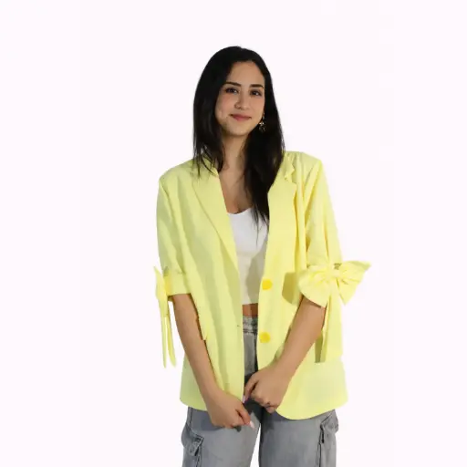 [25177-2641] Blazer with Buterflies sleeves yellow 