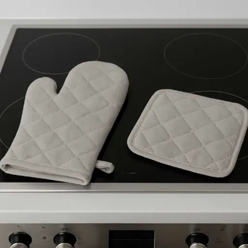 [IND-G&PH] 360 HOME,  KITCHEN SET GLOVE 18X28CM & POT HOLDER 20X20CM, 100% COTTON INDIAN