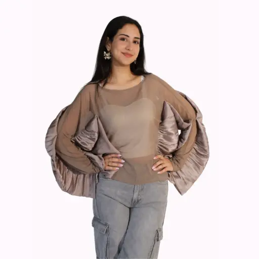 [540933] 360 COTTON TOP, WINGS LONG SLEEVE SHEER
