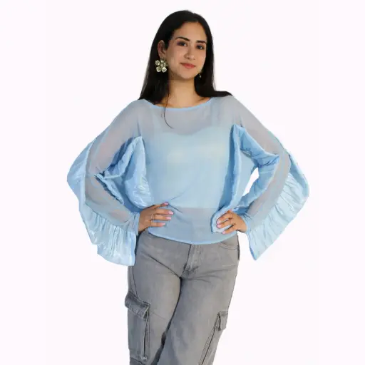 [540935] 360 COTTON TOP, WINGS LONG SLEEVE SHEER