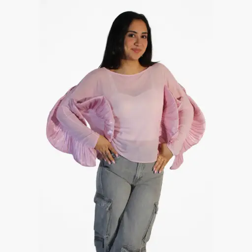 [540936] 360 COTTON TOP, WINGS LONG SLEEVE SHEER