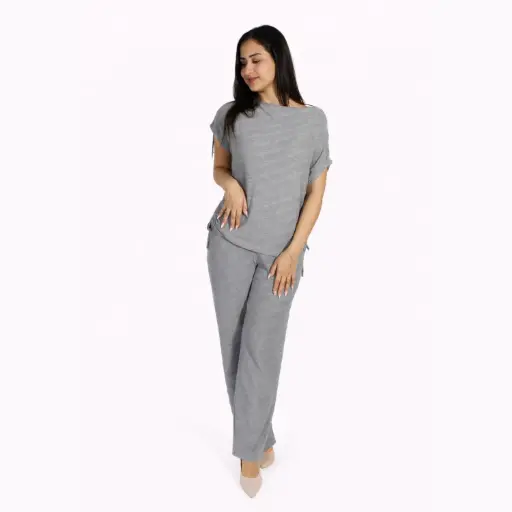 [M60268+M155273] 360 COTTON SET OF TSHIRT  AND PANT GREY 