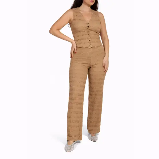 [539676] 360 COTTON SET OF GILET  AND PANT CAMEL 