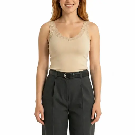 [540285] 360 COTTON SLEEVELESS TOP WITH PUSH UP BEIGE