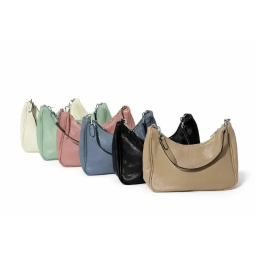 [9869] 360 COTTON BAG SMALL SHOULDER SOFT CURVED GREEN GEOMETRIC PATTERN