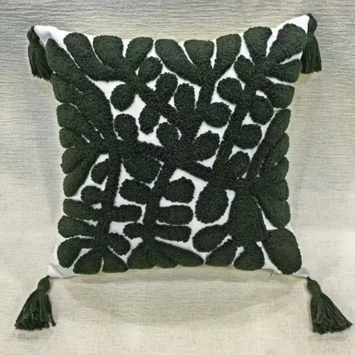 [PIBOH17] 360 HOME TUFTED CUSHION COVER 45*45CM BOHO STYLE TUFTED ABSTRACT BOHO THROW PILLOW BLACK & WHITE