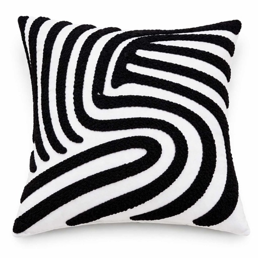 [PIBOH27] 360 HOME TUFTED CUSHION COVER 45*45CM BOHO STYLE OFF-WHITE BACKGROUND WITH A STRIKING BLACK ARCH SAHPED PATTERN