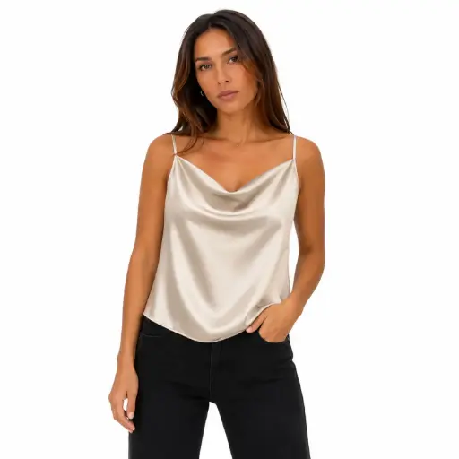 [u11939tssy17] 360 COTTON TOP SATIN SLEEVLESS THIN BEIGE