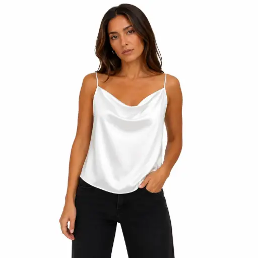 [u11939tssy18] 360 COTTON TOP SATIN SLEEVLESS THIN WHITE 