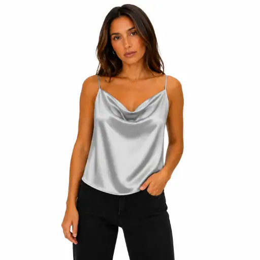 [u11939tssy22] 360 COTTON TOP SATIN SLEEVLESS THIN GREY 
