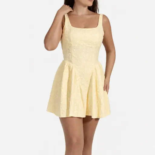 [u11939tssy60] 360 COTTON SLEEVLES TOP FLOWER PATTERN YELLOW