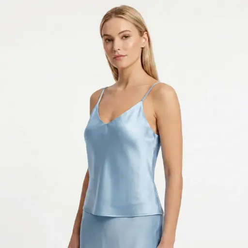 [u11939tssy129] 360 COTTON BASIC SLEEVLESS SATIN TOP SKY BLUE 