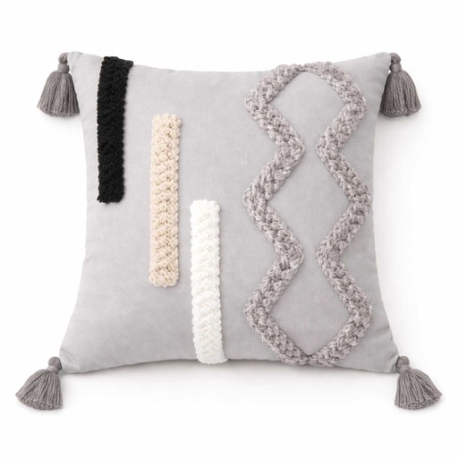 [PIBOH35] 360 HOME BOHO PILLOW 45X45CM TUFTED GEOMETRIC PATTERNS WITH CORNERS TASSELS