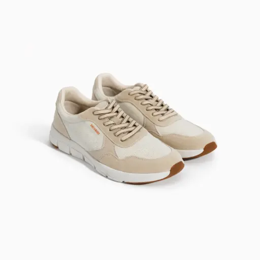 [Y305118C]  360 COTTON SNEAKERS WITH CLOTH NAVY BEIGE  43