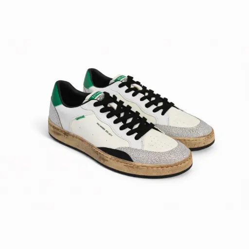 [Y286119C]  360 COTTON SNEAKERS LEATHER WHITE/GREEN  43