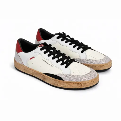 [Y286120C]  360 COTTON SNEAKERS LEATHER WHITE/RED 43