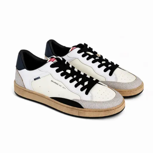 [Y286121D]  360 COTTON SNEAKERS LEATHER WHITE/BLUE  44