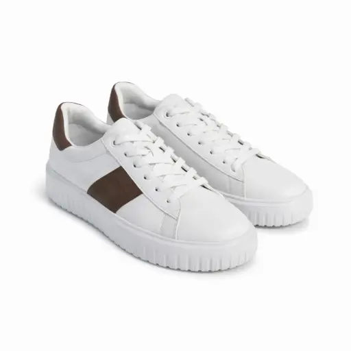 [Y291122C]  360 COTTON SNEAKERS LEATHER WHITE/GREIGE 43