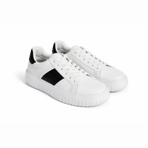 [Y291123A]  360 COTTON SNEAKERS LEATHER WHITE/BLACK 41