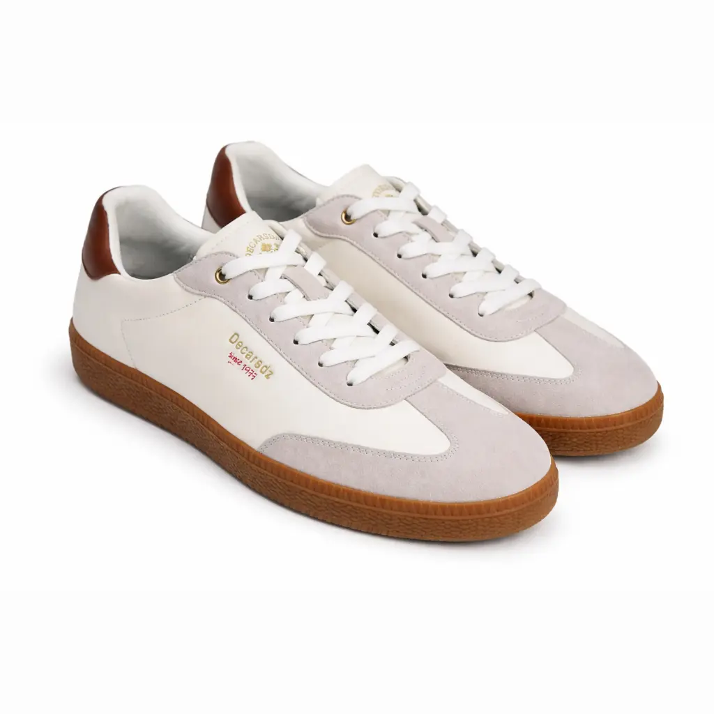 [Y223126C]  360 COTTON SNEAKERS LEATHER WHITE/BROWN  43