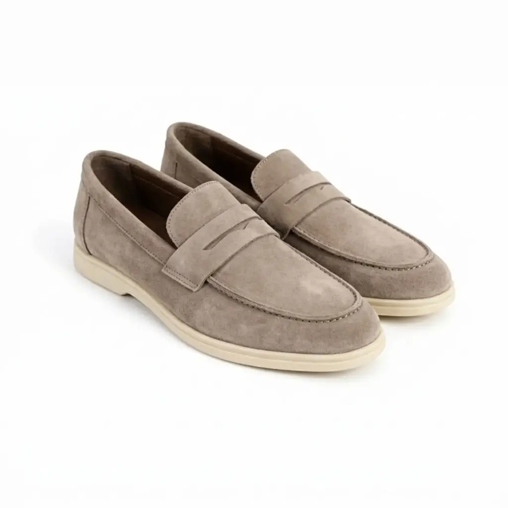 [2Y353-1128C]  360 COTTON LOAFERS DAIM WITH STRAP GREIGE 43