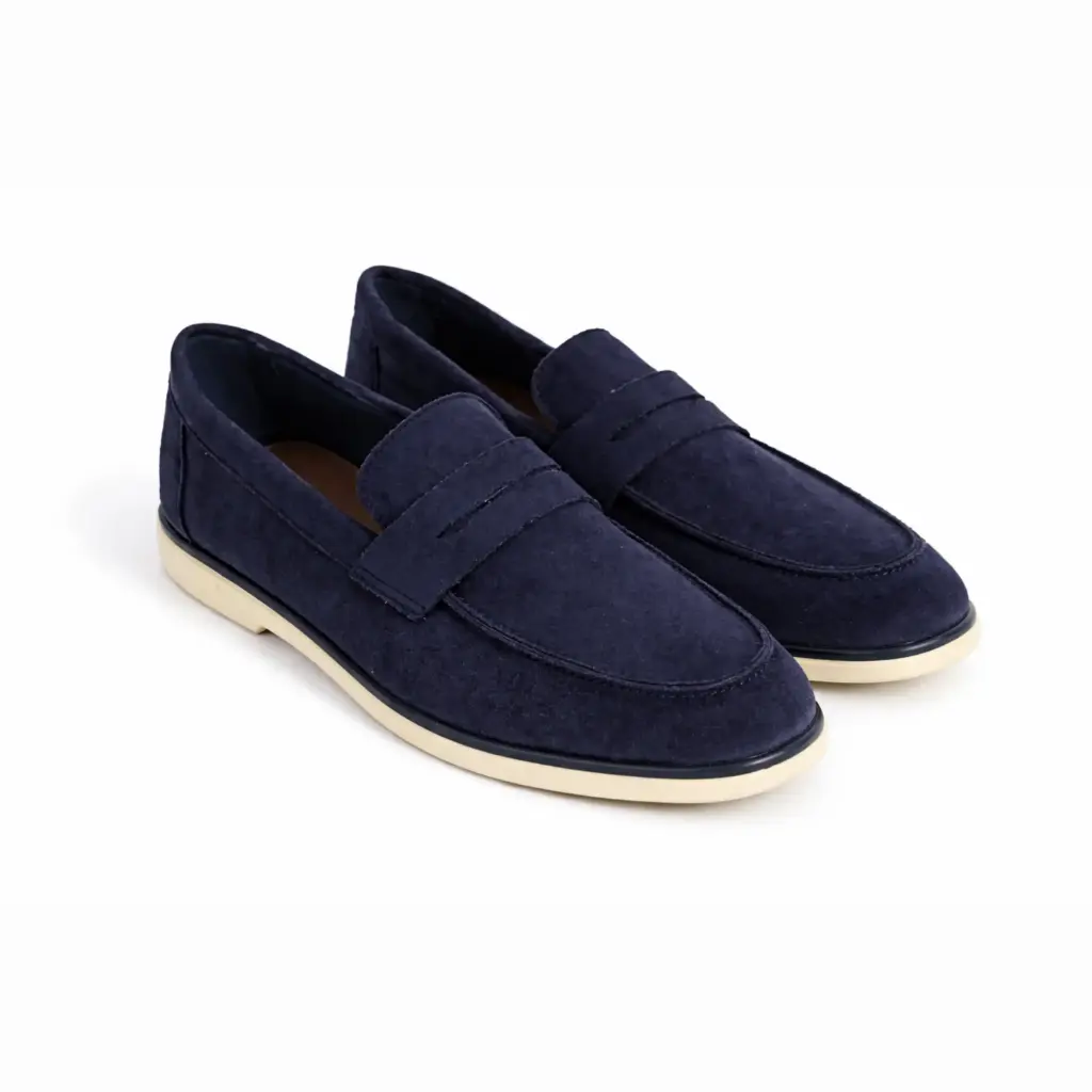 [2Y353-1129C]  360 COTTON LOAFERS DAIM WITH STRAP NAVY BLUE 43