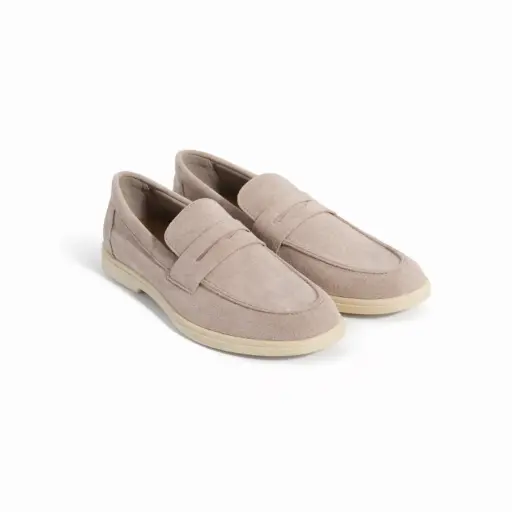 [2Y353-1130C]  360 COTTON LOAFERS DAIM WITH STRAP BEIGE 43