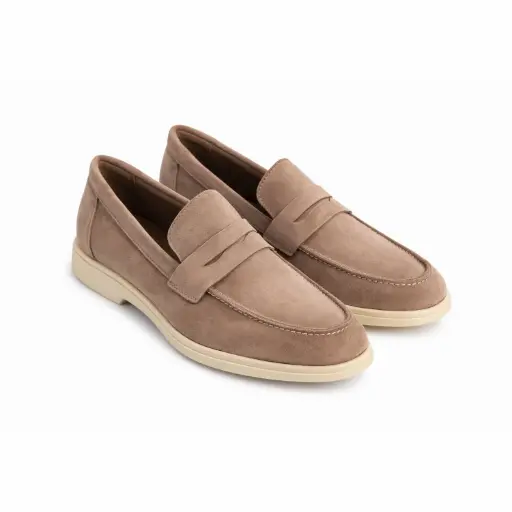 [2Y353-1131C]  360 COTTON LOAFERS DAIM WITH STRAP CAMEL  43