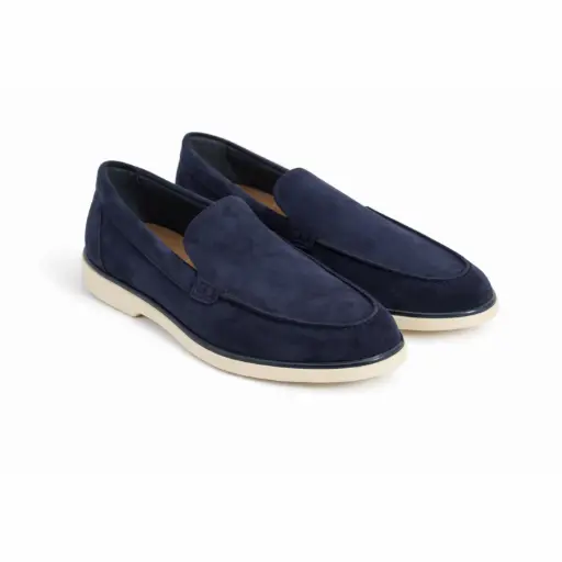 [2Y689-3133C]  360 COTTON LOAFER DAIM NAVY BLUE  43