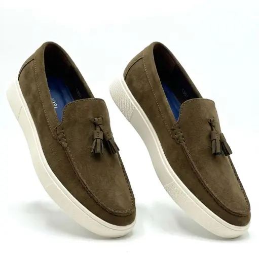 [Y296141C]  360 COTTON LOAFER DAIM WITH FRINGES KAKI 43