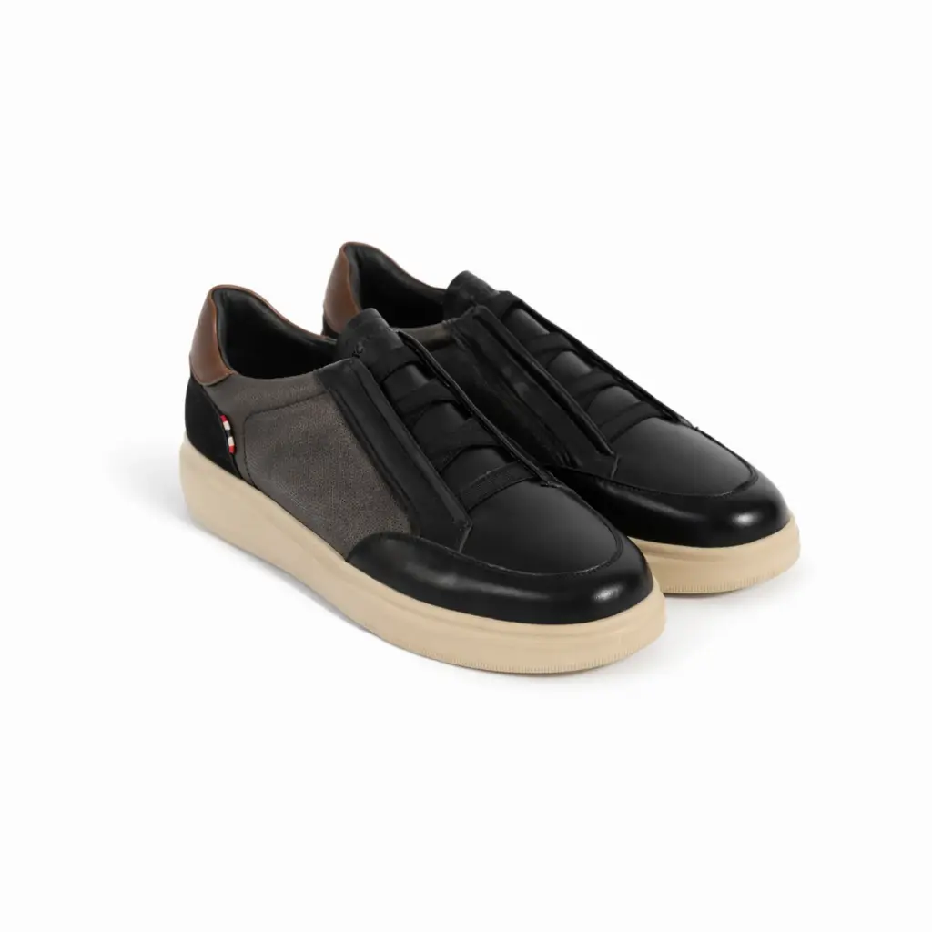 [Y290142C]  360 COTTON SNEAKERS LEATHER NO LACE BLACK  43