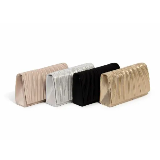[9484] 360 COTTON WOMEN EVENING CLUTCH PLEATED CRYSTAL  ITALY