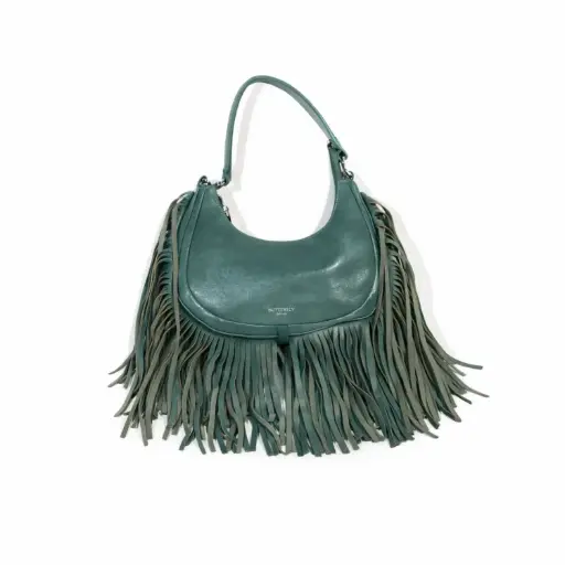 [Y8303] 360 COTTON WOMEN BOHO BAG SOFT FAUX LEATHER FRINGES ITALY