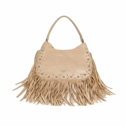 [Y8304] 360 COTTON WOMEN FRINGE STUD SHOULDER BAG ITALY