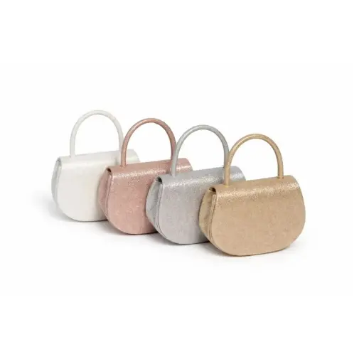 [6012] 360 COTTON WOMEN BAG METALLIC FAUX LEATHER OVAL SHAPE ITALY