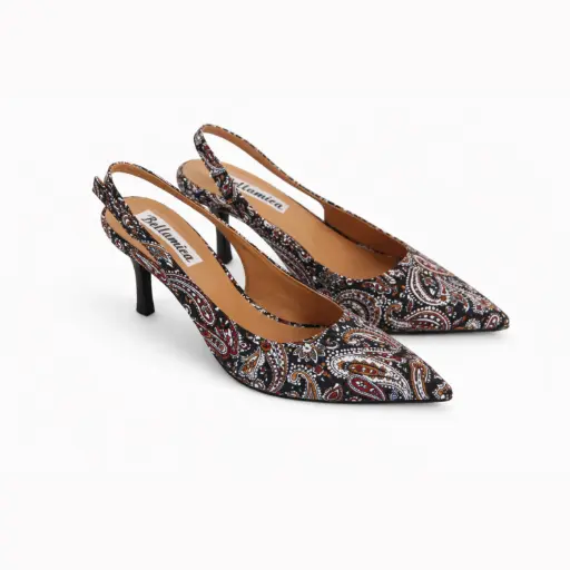 [Q03241D] 360 COTTON HEELS, 5CM,CLOTH, PATERNS, BLACK 39