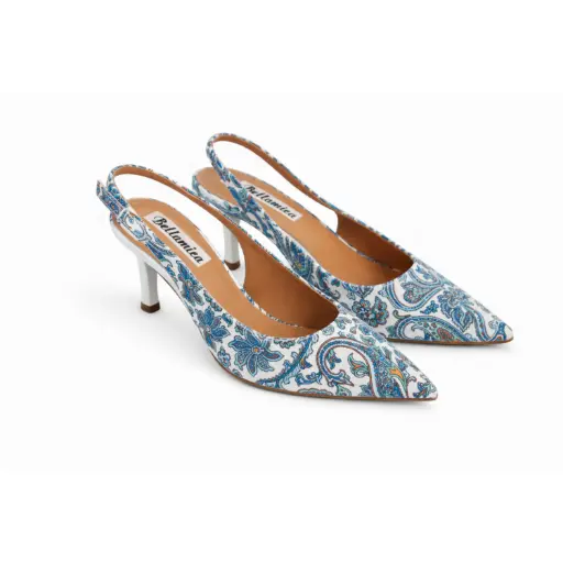 [Q03242A] 360 COTTON HEELS, 5CM,CLOTH, PATERNS, BLUE 36