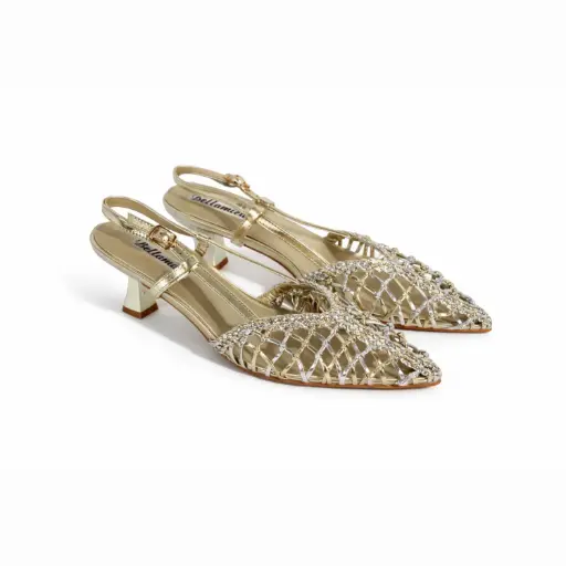 [J021228C] 360 COTTON LOW STRIPS HEELS GOLD/SILVER 38