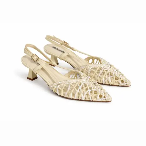 [J021230C] 360 COTTON LOW STRIPS HEELS YELLOW/WHITE 38