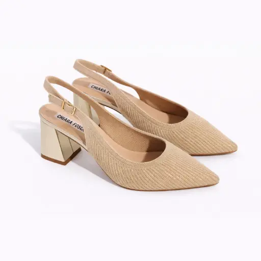 [A31-33134C] 360 COTTON LOW CLOTH STRIPED HEELS BEIGE 38