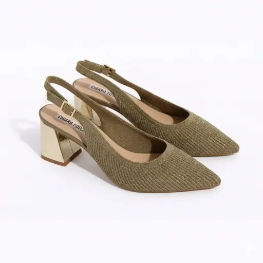 [A31-33135B] 360 COTTON LOW CLOTH STRIPED HEELS GOLD 37