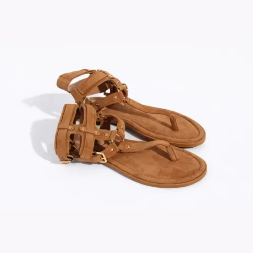 [J022253D] 360 COTTON ROMAN SANDALS DAIM CAMEL 39
