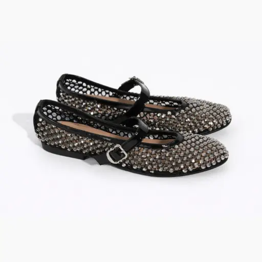 [H9763D] 360 COTTON ROUND FLAT WITH STRASS WITH BUCCLE BLACK  39