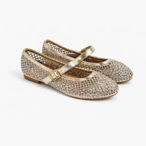 [H9764C] 360 COTTON ROUND FLAT WITH STRASS WITH BUCCLE GOLD 38