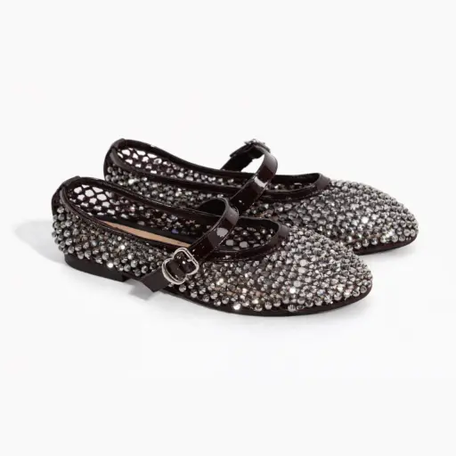 [J020767C] 360 COTTON ROUND FLAT WITH STRASS WITH BUCCLE BROWN 38