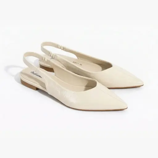 [J021170C] 360 COTTON POINTED FLAT LEATHER BEIGE 38