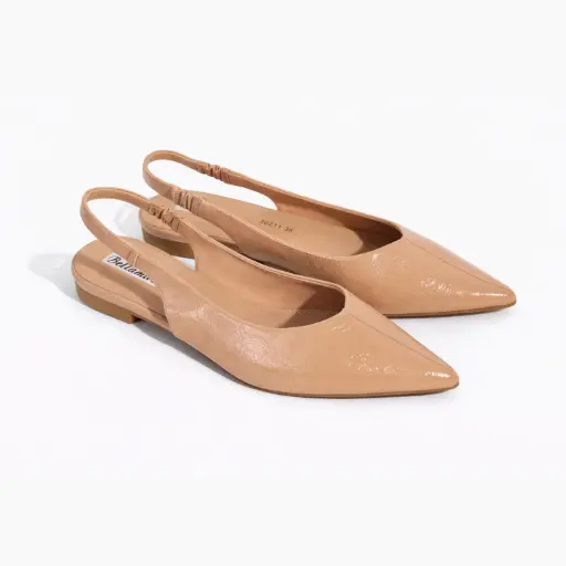 [J021171C] 360 COTTON POINTED FLAT LEATHER CAMEL 38