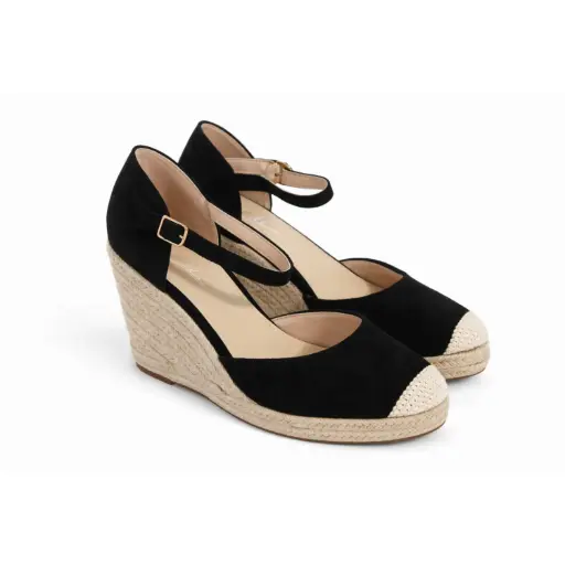 [MS541080D] 360 COTTON WEDGE ESPADRILLE SANDALS BLACK 39