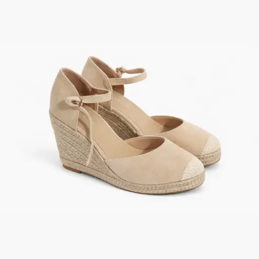 [MS541081D] 360 COTTON WEDGE ESPADRILLE SANDALS BEIGE 39